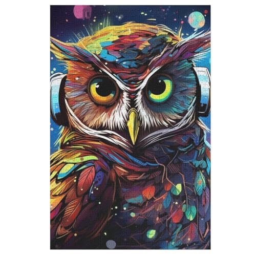 Eule Puzzle 1000 Teile, Holzpuzzle Herausforderndes Geschicklichkeitsspiel Für Die Ganze Familie, Kinder Erwachsenenpuzzle Ab 12 Jahren （78×53cm） von PPZYY