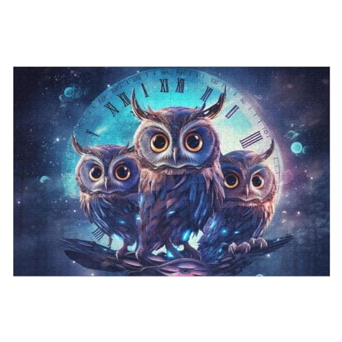 Eule-Puzzle Für Erwachsene, 1000 Teile, Holzpuzzle, Kinderpuzzle, Dekompressionsspiel, Spielzeugpuzzle （75×50cm） von PPZYY