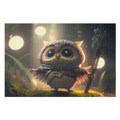 Eule Puzzles 1000 Teile Erwachsener Kniffel Spaß Für Die Ganze Familie, Holzpuzzle Kinder Erwachsene, Impossible Puzzle Schwer （75×50cm） von PPZYY