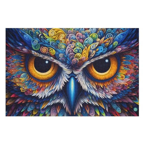 Eule-Puzzlespiel Aus Holz, 1000 Puzzleteile, Puzzle Für Teenager Und Erwachsene, Kreatives Spielzeug, Puzzles, （75×50cm） von PPZYY