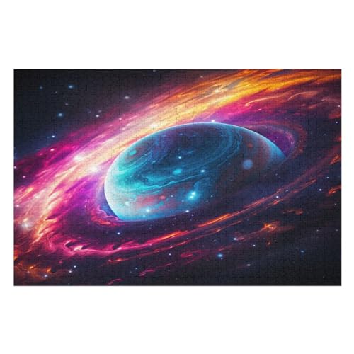 Farbenfrohes Universum Puzzle Für Erwachsene,1000-teiliges Puzzles, Für Kinder,Holzpuzzle,Lernspielzeug, （75×50cm） von PPZYY