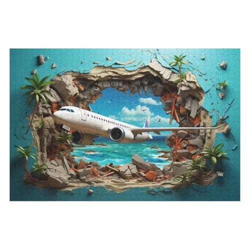 Flugzeug -Puzzle, 1000 Teile,Holzpuzzle Für Erwachsene Kinder, Lustiges Spielzeug, Denkspiel, Bildungsspiel, （75×50cm） von PPZYY