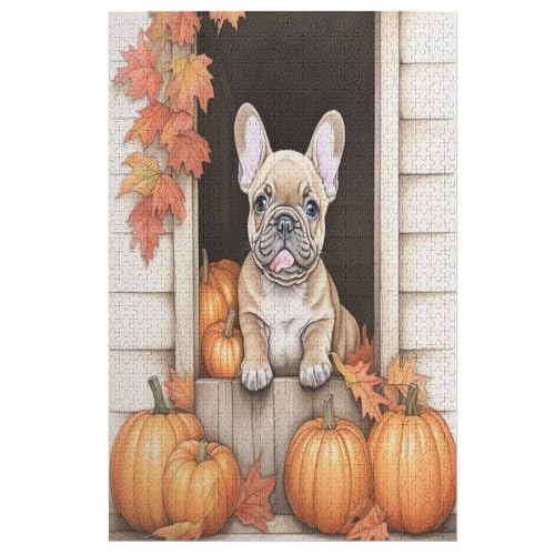 French BullHund Holzpuzzle - 1000 Teiliges Jigsaw Knobelspiel - Puzzle Für Erwachsene & Kinder - Outdoor & Reisespielzeug （78×53cm） von PPZYY