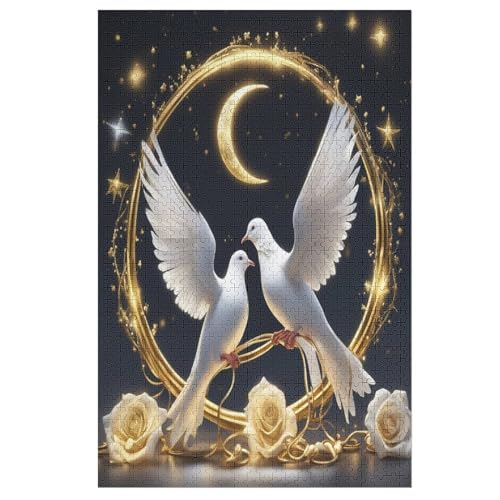 Friedenstaube Holzpuzzle 1000 Teile Klassische Puzzles Erwachsene Kinder Puzzle DIY Kit Holzspielzeug Einzigartiges Geschenk （78×53cm） von PPZYY