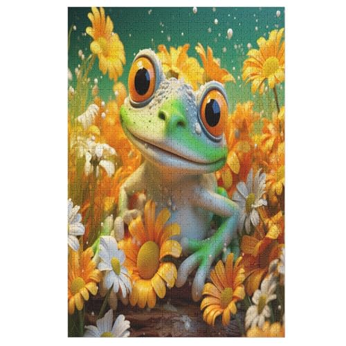 Frosch Holzpuzzle 1000 Teile Klassische Puzzles Erwachsene Kinder Puzzle DIY Kit Holzspielzeug Einzigartiges Geschenk （78×53cm） von PPZYY