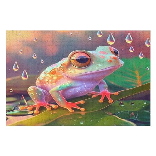 Frosch Holzpuzzle Für Erwachsene Teenager Stress Abbauen Familien-Puzzlespiel Poster 1000-teiliges Puzzle Kinder Lernspiel （75×50cm） von PPZYY