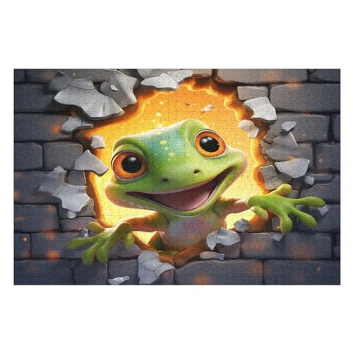 Frosch -Puzzle, 1000 Teile,Holzpuzzle Für Erwachsene Kinder, Lustiges Spielzeug, Denkspiel, Bildungsspiel, （75×50cm） von PPZYY