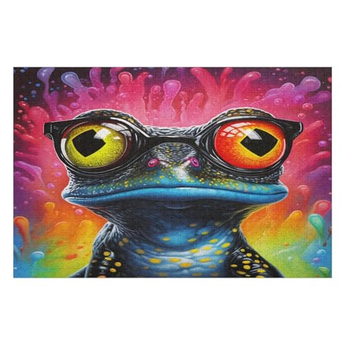 Frosch Puzzle, Puzzles Für Erwachsene Kinder, 1000 Teile Holzpuzzle, Für Jugendliche Herausforderungsspielzeug （75×50cm） von PPZYY