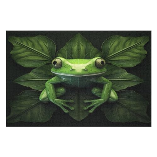 Frosch Puzzles 1000 Teile Erwachsener Kniffel Spaß Für Die Ganze Familie, Holzpuzzle Kinder Erwachsene, Impossible Puzzle Schwer （75×50cm） von PPZYY
