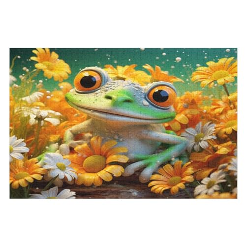 Frosch Puzzles 1000 Teile Erwachsener Kniffel Spaß Für Die Ganze Familie, Holzpuzzle Kinder Erwachsene, Impossible Puzzle Schwer （75×50cm） von PPZYY