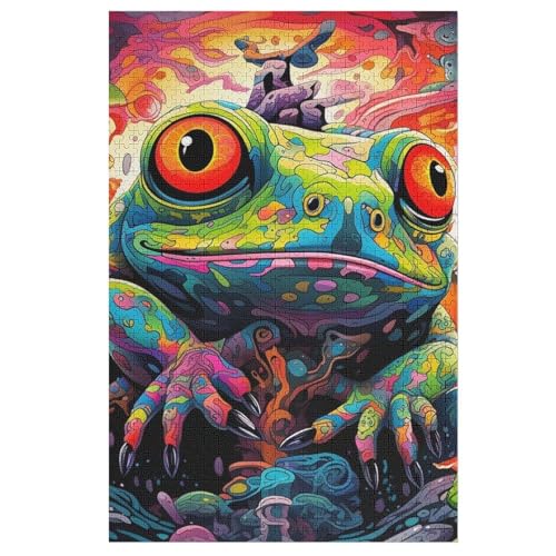 Frosch Puzzles 1000 Teile Erwachsener Kniffel Spaß Für Die Ganze Familie, Holzpuzzle Kinder Erwachsene, Impossible Puzzle Schwer （78×53cm） von PPZYY