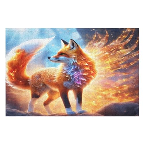 Fuchs 1000 Teile Holzpuzzle,einzigartiges Puzzle, Geschenk Für Erwachsene,Familienspiel,Herausforderungsaktivität,（75×50cm） von PPZYY