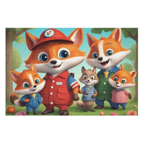Fuchs Holzpuzzle 1000 Teile Klassische Puzzles Erwachsene Kinder Puzzle DIY Kit Holzspielzeug Einzigartiges Geschenk （75×50cm） von PPZYY