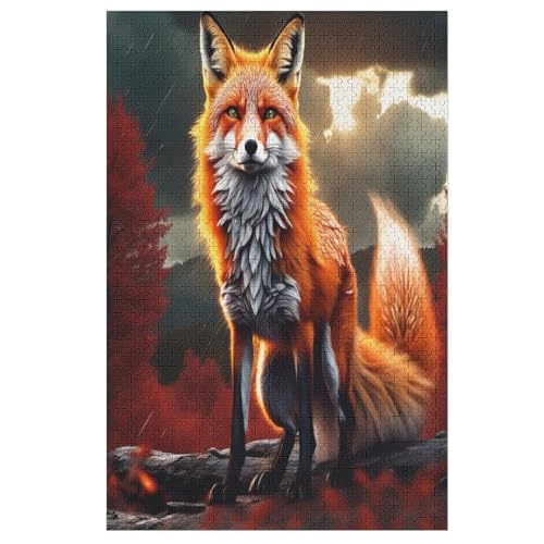 Fuchs Holzpuzzle 1000 Teile Klassische Puzzles Erwachsene Kinder Puzzle DIY Kit Holzspielzeug Einzigartiges Geschenk （78×53cm） von PPZYY