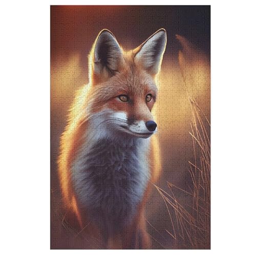 Fuchs Holzpuzzle - 1000 Teiliges Jigsaw Knobelspiel - Puzzle Für Erwachsene & Kinder - Outdoor & Reisespielzeug （78×53cm） von PPZYY