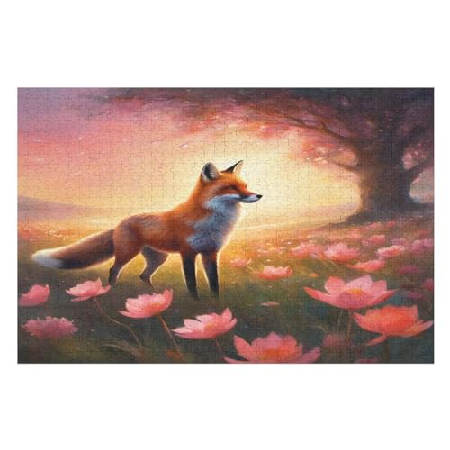 Fuchs -Puzzle, 1000 Teile,Holzpuzzle Für Erwachsene Kinder, Lustiges Spielzeug, Denkspiel, Bildungsspiel, （75×50cm） von PPZYY