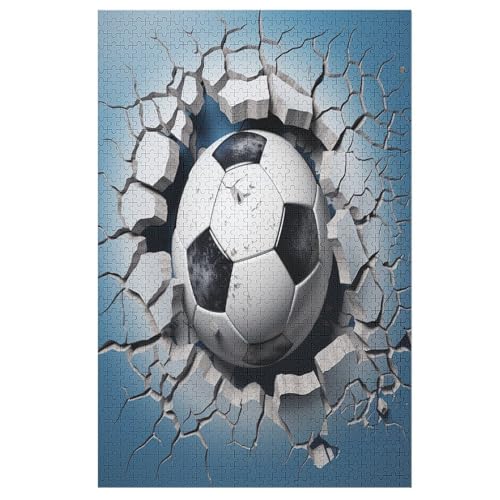 Fußball Puzzle Für Erwachsene 1000 Teile Premium 100% Recyceltes Brett Zum Lernen, Lernspielzeug, Familienspiele Kinder Holzpuzzle （78×53cm） von PPZYY