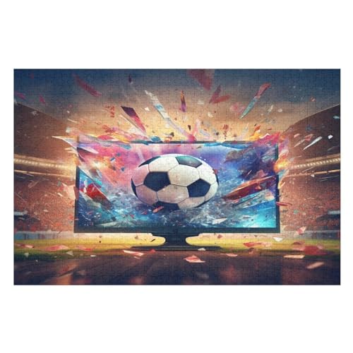 Fußball Puzzles 1000 Teile Für Jugendliche Kreatives Holzpuzzlespielzeug Familienspiel Schwierigkeitsgrad Herausforderungspuzzles （75×50cm） von PPZYY
