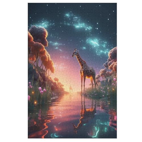 Giraffe -Puzzle, 1000 Teile,Holzpuzzle Für Erwachsene Kinder, Lustiges Spielzeug, Denkspiel, Spielzeug, Bildungsspiel, Herausforderung, Pädagogisch, （78×53cm） von PPZYY