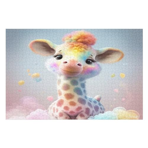 Giraffe Puzzle 1000 Teile, Holzpuzzle Herausforderndes Geschicklichkeitsspiel Für Die Ganze Familie, Kinder Erwachsenenpuzzle Ab 12 Jahren （75×50cm） von PPZYY