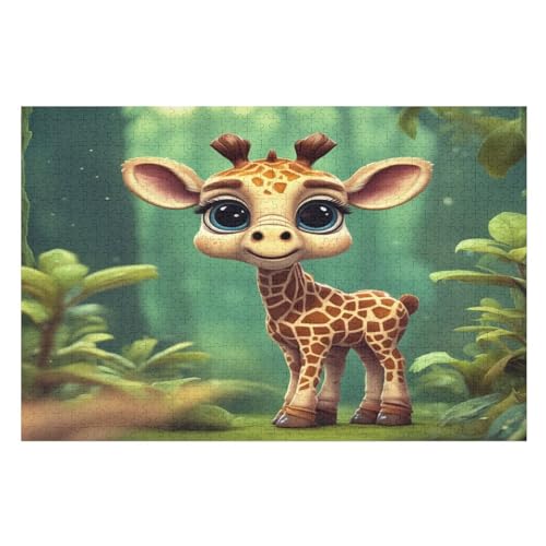 Giraffe Puzzles 1000 Teile Erwachsener Kniffel Spaß Für Die Ganze Familie, Holzpuzzle Kinder Erwachsene, Impossible Puzzle Schwer （75×50cm） von PPZYY