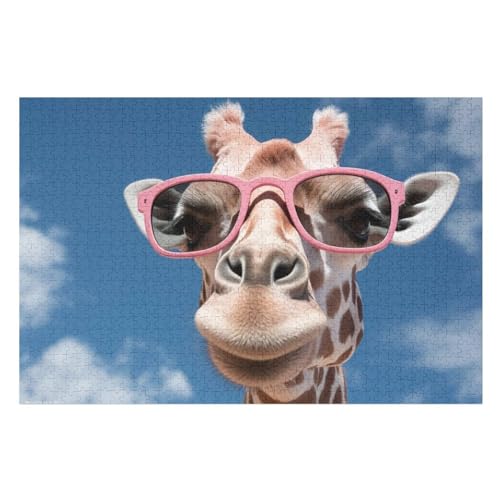 Giraffe Puzzles 1000 Teile Erwachsener Kniffel Spaß Für Die Ganze Familie, Holzpuzzle Kinder Erwachsene, Impossible Puzzle Schwer （75×50cm） von PPZYY