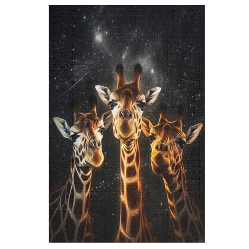 Giraffe Puzzles 1000 Teile Erwachsener Kniffel Spaß Für Die Ganze Familie, Holzpuzzle Kinder Erwachsene, Impossible Puzzle Schwer （78×53cm） von PPZYY