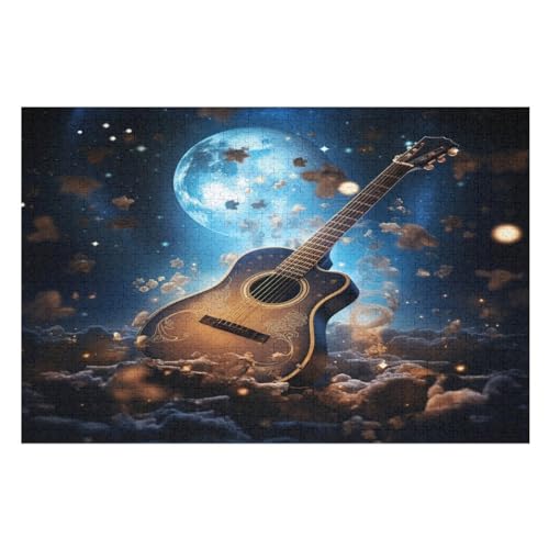 Gitarre -Puzzle, 1000 Teile,Holzpuzzle Für Erwachsene Kinder, Lustiges Spielzeug, Denkspiel, Bildungsspiel, （75×50cm） von PPZYY