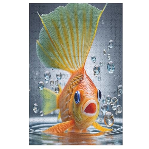GoldFisch Puzzle 1000 Teile, Holzpuzzle Herausforderndes Geschicklichkeitsspiel Für Die Ganze Familie, Kinder Erwachsenenpuzzle Ab 12 Jahren （78×53cm） von PPZYY