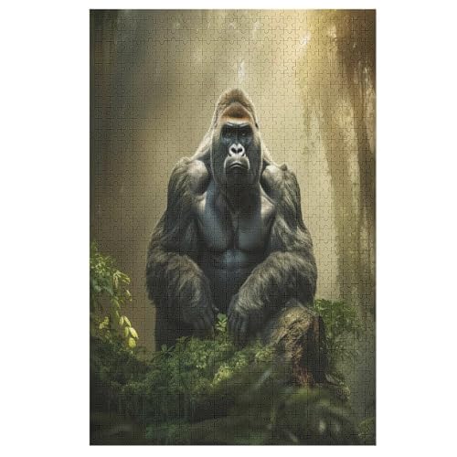 Gorilla Puzzle Für Erwachsene 1000 Teile Premium 100% Recyceltes Brett Zum Lernen, Lernspielzeug, Familienspiele Kinder Holzpuzzle （78×53cm） von PPZYY