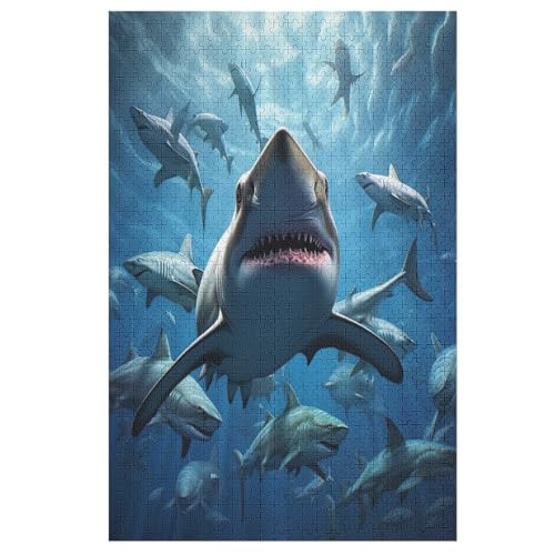 Hai Holzpuzzle 1000 Teile Klassische Puzzles Erwachsene Kinder Puzzle DIY Kit Holzspielzeug Einzigartiges Geschenk （78×53cm） von PPZYY