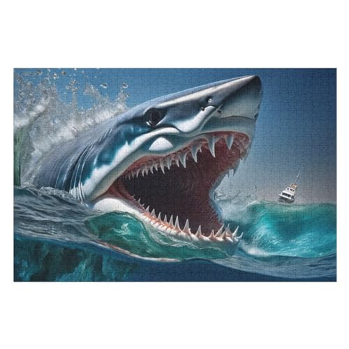 Hai-Puzzlespiel Aus Holz, 1000 Puzzleteile, Puzzle Für Teenager Und Erwachsene, Kreatives Spielzeug, Puzzles, （75×50cm） von PPZYY