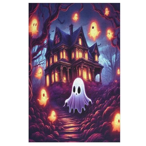 Halloween Geist Holzpuzzle - Puzzle Für Erwachsene, 1000-teilige Puzzles Für Teenager Und Kinder, Herausfordernde Spiele （78×53cm） von PPZYY