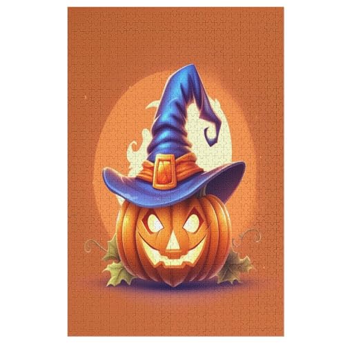 Halloween-Kürbis 1000 Teile Holzpuzzle,einzigartiges Puzzle, Geschenk Für Erwachsene,Familienspiel,Herausforderungsaktivität,（78×53cm） von PPZYY