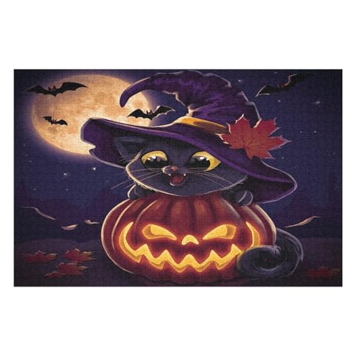 Halloween-Kürbis 1000 Teile Premium-Puzzles Für Erwachsene Kinder- Holzpuzzles Spaß Und Lernspiele - Perfekte Puzzle-Geschenke （75×50cm） von PPZYY