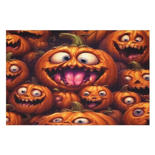 Halloween-Kürbis Puzzle 1000 Teile, Holzpuzzle Herausforderndes Geschicklichkeitsspiel Für Die Ganze Familie, Kinder Erwachsenenpuzzle Ab 12 Jahren （75×50cm） von PPZYY