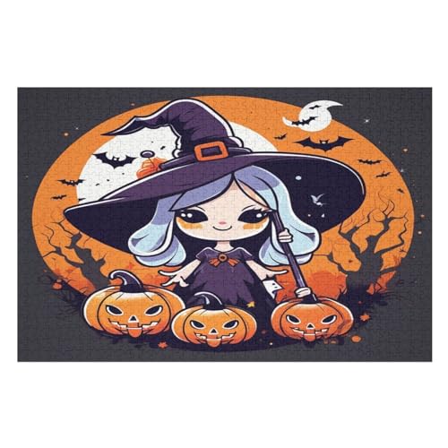 Halloween Thema Puzzles 1000 Teile Erwachsener Kniffel Spaß Für Die Ganze Familie, Holzpuzzle Kinder Erwachsene, Impossible Puzzle Schwer （75×50cm） von PPZYY