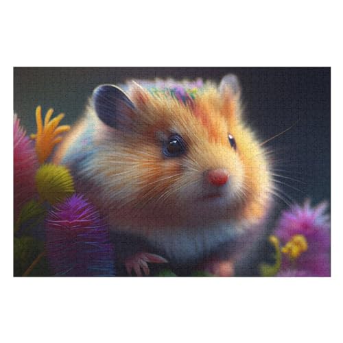 Hamster Holzpuzzle 1000 Teile Klassische Puzzles Erwachsene Kinder Puzzle DIY Kit Holzspielzeug Einzigartiges Geschenk （75×50cm） von PPZYY