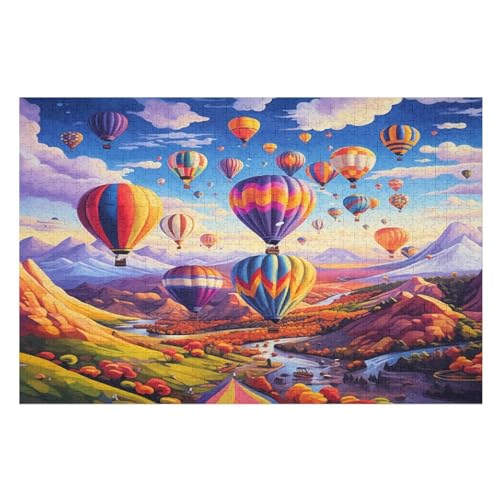 Heißluftballon Holzpuzzle 1000 Teile, Knobelspiele Für Erwachsene, Teenager, Puzzles Unmögliche - Kinder Puzzle Zimmer Deko （75×50cm） von PPZYY