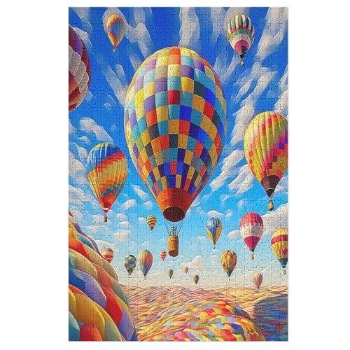 Heißluftballon Puzzle 1000 Teile, Holzpuzzle Für Erwachsene Kinder, Impossible Puzzles, Geschicklichkeitsspiel Für Die Ganze Familie （78×53cm） von PPZYY