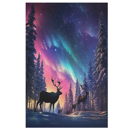 Hirsch Holzpuzzle 1000 Teile, Knobelspiele Für Erwachsene, Teenager, Puzzles Unmögliche - Kinder Puzzle Zimmer Deko （78×53cm） von PPZYY