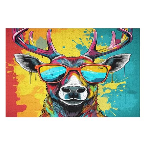 Hirsch Puzzle 1000 Teile, Holzpuzzle Herausforderndes Geschicklichkeitsspiel Für Die Ganze Familie, Kinder Erwachsenenpuzzle Ab 12 Jahren （75×50cm） von PPZYY