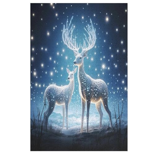 Hirsch Puzzle Für Erwachsene 1000 Teile Premium 100% Recyceltes Brett Zum Lernen, Lernspielzeug, Familienspiele Kinder Holzpuzzle （78×53cm） von PPZYY