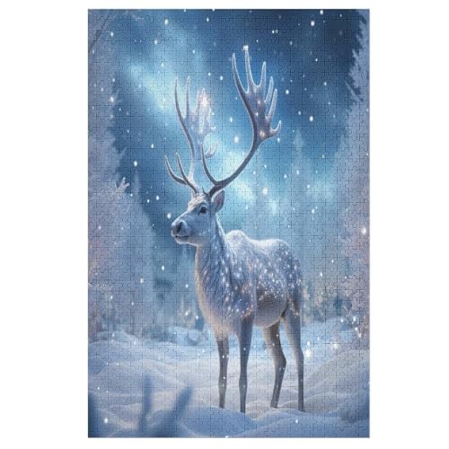 Hirsch Puzzle Für Erwachsene 1000 Teile Premium 100% Recyceltes Brett Zum Lernen, Lernspielzeug, Familienspiele Kinder Holzpuzzle （78×53cm） von PPZYY