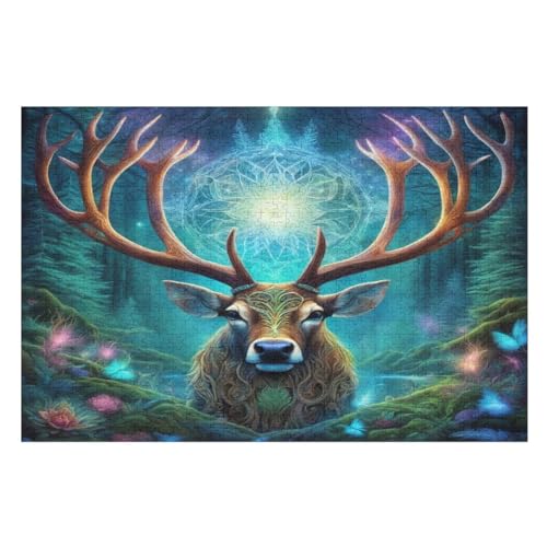 Hirsch Puzzles 1000 Teile Erwachsener Kniffel Spaß Für Die Ganze Familie, Holzpuzzle Kinder Erwachsene, Impossible Puzzle Schwer （75×50cm） von PPZYY