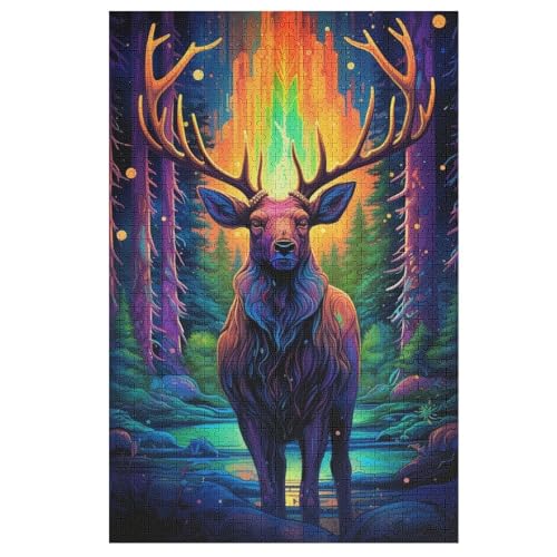 Hirsch-Puzzlespiel Aus Holz, 1000 Puzzleteile, Puzzle Für Teenager Und Erwachsene, Kreatives Spielzeug, Puzzles, （78×53cm） von PPZYY