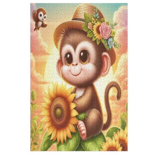 Holzpuzzle AFFE Puzzle 1000 Teile Erwachsene Klassische Pädagogisches Spielzeug Kinder Lernspiel Herausforderndes Puzzles （78×53cm） von PPZYY