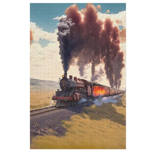 Holzpuzzle Dampfzug Puzzle 1000 Teile Erwachsene Klassische Pädagogisches Spielzeug Kinder Lernspiel Herausforderndes Puzzles （78×53cm） von PPZYY
