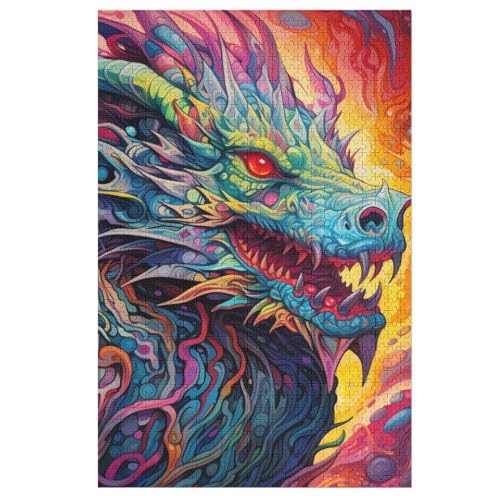 Holzpuzzle Drache Puzzle 1000 Teile Erwachsene Klassische Pädagogisches Spielzeug Kinder Lernspiel Herausforderndes Puzzles （78×53cm） von PPZYY