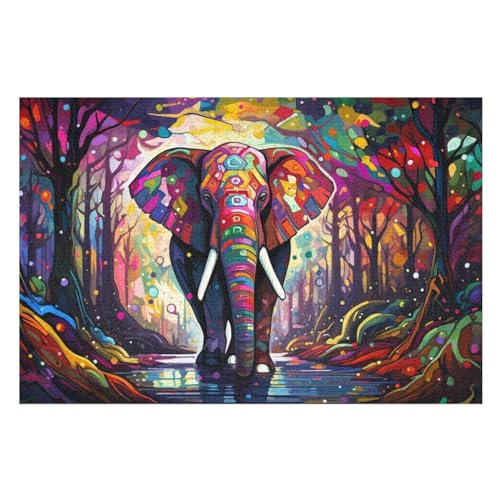 Holzpuzzle Elefant Puzzle 1000 Teile Erwachsene Klassische Pädagogisches Spielzeug Kinder Lernspiel Herausforderndes Puzzles （75×50cm） von PPZYY